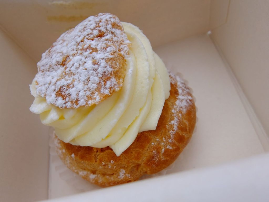 choux pastry with cream in a box